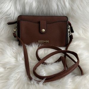 Kenneth Cole brown pebble leather crossbody